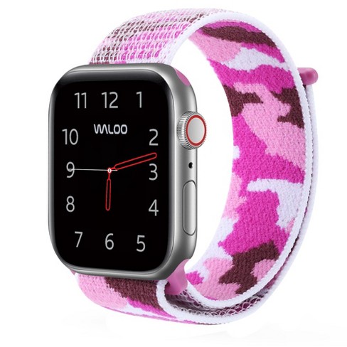 Waloo Woven Nylon Band For Apple Watch 42 44 45 49mm Camo Pink