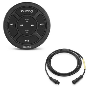 Clarion CMR-10 Round, Marine Wired Remote w/ CMC-RC-6 6 ft (1.83 m) Remote Extension Cable - 1 of 4