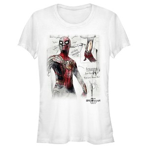 Juniors Womens Marvel Spider-Man: Now Way Home Integrated Suit Sketch T-Shirt - 1 of 4