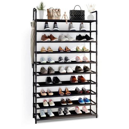 5 Tier Shoe Rack Black Metal With Natural Wood - Brightroom™ : Target