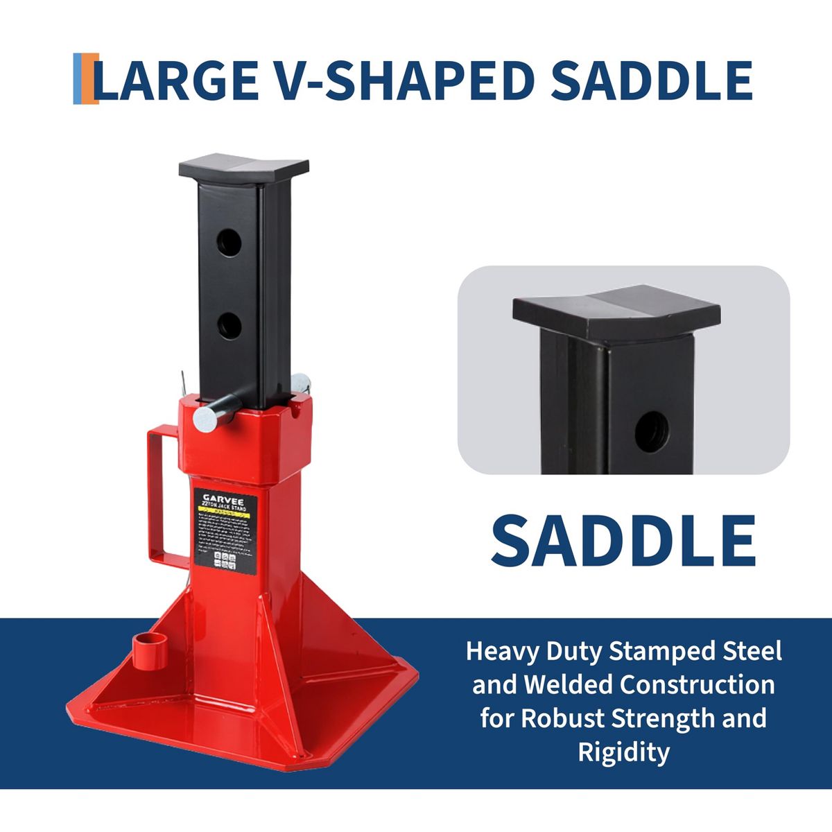 22 Ton Pin Type Jack Stands with Lock & Wheels, 1 Pair Heavy Duty Safety Support Stand with Wide Base, Adjustable 13.8"-19.7" for Heavy Truck Trailer - thumbnail 10