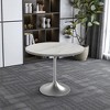 LeisureMod Dining Table with a Round White Resin Tabletop and Brushed Chrome Stainless Steel Pedestal Base Verve Collection - image 2 of 4