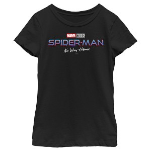 Girl's Marvel Spider-Man: No Way Home Logo Black T-Shirt - 1 of 4