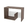 Vynxaria White & Concrete Melamine Side Table: 2-Open Shelf Storage, Light Oak Accents for Modern Bright Spaces - 4 of 4