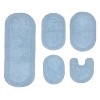 Double Ruffle Bathroom Rugs Set, Washable Rug, Extra Soft and Absorbent bath Rug, Kitchen Mat, Bath Mat Set,Non-Slip, 5 Pcs Set with Contour, Blue - 2 of 4