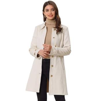 Allegra K Women's Vintage Faux Suede Mid-Thigh Belted Single Breasted Trench Coat