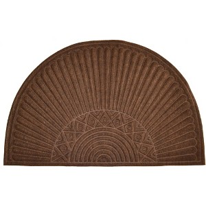 HomeRoots 24" X 36" Brown Synthetic Fiber Abstract Outdoor Semi Circle Door Mat - 1 of 4