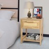 Modern Rattan Nightstands Set of 2 with Storage Drawers and Shelves for Bedroom and Living Room - 4 of 4