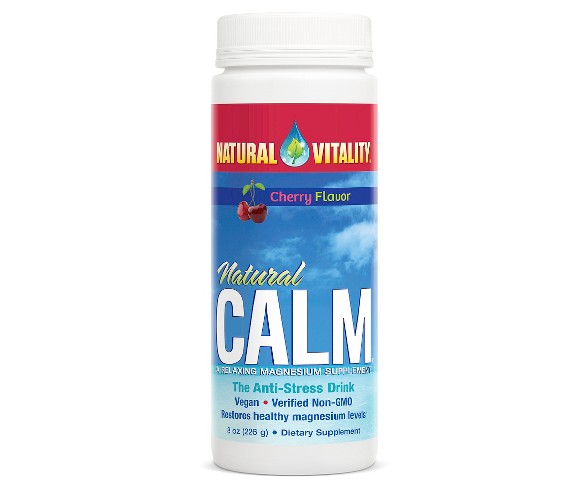Natural Vitality Natural Calm Anti-Stress Vegan Magnesium Supplement Powder - Cherry - 8oz