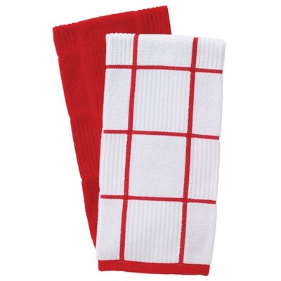 T-fal Solid and Check Parquet Kitchen Towels, Two Pack