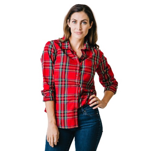 Hope & Henry Womens' Poplin Classic Fit Shirt (red Holiday 6) : Target