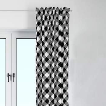 Bacati - Check Plaids Printed Black Cotton Printed Single Window Curtain Panel