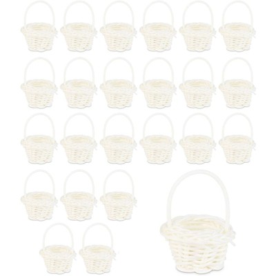 Juvale 24 Pack White Mini Woven Baskets with Handles (1.75 x 2.5 in)