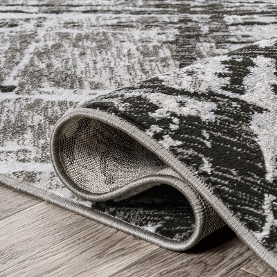 Gray Abstract Flat Woven Reversible Synthetic Rug 3x5