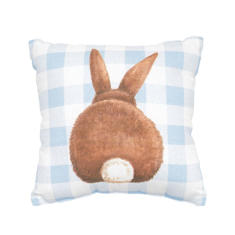 C&F Home Checkered Blue Bunny Pillow, 1 of 4