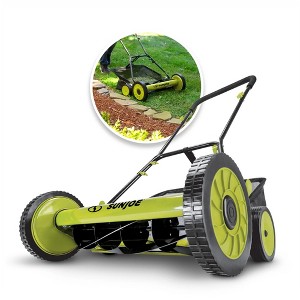 Sun Joe Manual Push Reel Lawn Mower, 20 Inch Yard Trimmer with 8.5 Gallon Grass Catcher, Adjustable Height, and 5 Steel Blades, Green - 1 of 4
