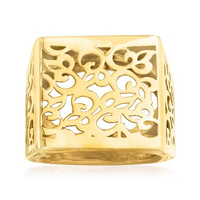 Ross-Simons Italian 14kt Yellow Gold Filigree Square-Top Ring Size 5