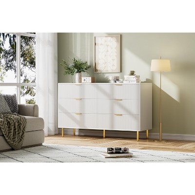 Garvee White 5 Drawer Dresser for Bedroom, 48¡± Tall Dresser Chest of Drawers, Modern Wood Storage Dresser Organizer for Hallway, Entryway