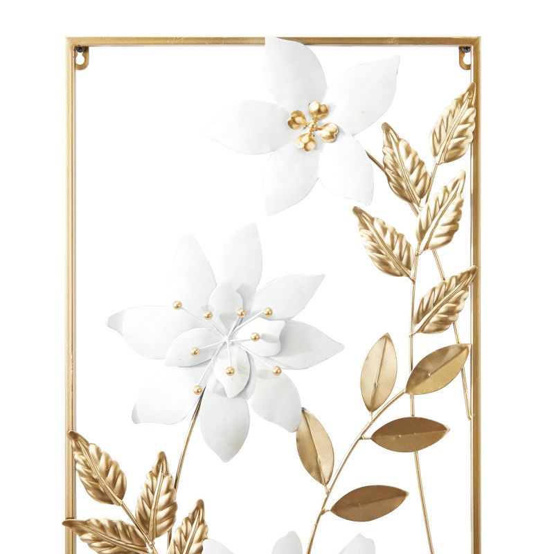 Set of 2 Metal Floral Wall Decors with Gold Frame - Olivia &#38; May, 4 of 9