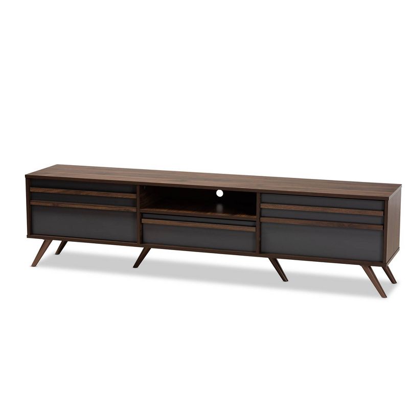 Naoki Wood TV Stand for TVs up to 75&#34; Gray/Walnut - Baxton Studio, 1 of 11