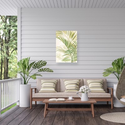Albena Hristova Green Palm Leaves Outdoor Canvas Print 12x19