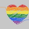 Adult Design By Humans Rainbow Colored String Pride Heart By corndesign T-Shirt - 2 of 2