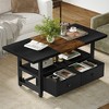 WOWLIVE Farmhouse Wood Coffee Table, Small Cocktail Table with 2 Drawers - 4 of 4