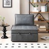 Versatile Linen Fabric Sofa Bed w/Removable Backrest&Solid Wood Frame,Convertible Lazy Sofa,Ottoman & Single Bed,Easy Assembly - 2 of 4