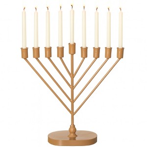 Vintiquewise Wall Mount 9-Branch Menorah, Mid-Century Elegant Illuminated Display, Decorative Judaica Accent - 1 of 4