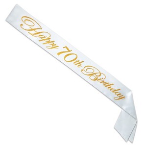 Beistle Gltrd Happy  70th  Birthday Satin Sash, 33" x 4", (2/Pkg) Multicolored - 1 of 3