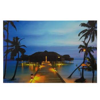 Northlight LED Lighted Tropical Paradise Island Scene Canvas Wall Art 23.5" x 15.75"