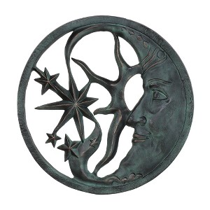 SPI Home Moon and Star Wall Plaque – 26.5" Round Cast Aluminum Celestial Art with Verdigris Finish for Indoor or Outdoor Wall Decor - 1 of 3