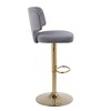 Retro Velvet Bar Stool Set of 2 | 360° Swivel & Height Adjustable Stools w/ Gold Metal Frame - Kitchen, Cafe, Bar - 4 of 4