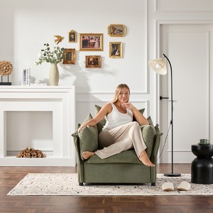 Oversized Chenille Armchair Accent Chair with Removable Cushions and Washable Covers for Living Room - 1 of 4