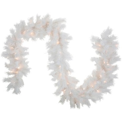 Northlight 9' X 14 Pre-lit White Alaskan Pine Artificial Christmas Garland,  Warm White Led Lights : Target