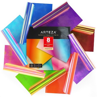 Arteza Self Adhesive Vinyl, Holographic, Red & Pink Tones, 12"x12" - 8 Pack (ARTZ-9707)