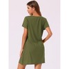 cheibear Women's Button V-neck Short Sleeve Soft Pajama with Pockets - 4 of 4