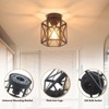 PAKOKULA Farmhouse 7.87 in. 1-Light Matte Black Industrial Semi-Flush Mount Ceiling Light With Metal Cage Shade(2-Pack) - 2 of 4