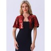 INSPIRE CHIC Women's Sequin Jacket Flared Sleeve Sparkly Bolero Crop Glitter Shrug - 4 of 4