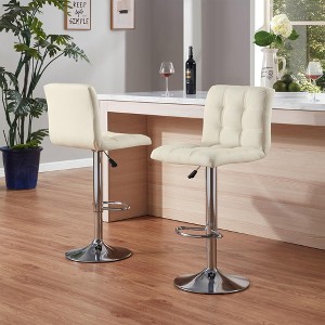 Bar Stools 1 Set of 2, Counter Height Bar Stools, Square Cushion Bar Stools with Back, Footstool, Cafe,  2 pieces - 1 of 4