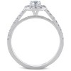 Pompeii3 1Ct Halo Round Lab Created Diamond Engagement Matching Wedding Ring Set White Gold - 2 of 4