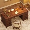 GustoWave 60" Executive Desk, Home Office Desk with Drawers, Wooden Work Desk with File Cabinet, Computer Desk Writing - 2 of 4