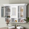 47" Wall Mounted Bathroom Cabinet with Mirror, Over Toilet Storage Cabinet with 3 Doors, 3 Open Compartments & Adjustable Shelves - 2 of 4