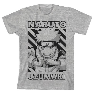 Boruto Uzumaki Characters on Log with Logo Men's Athletic Heather Gray  T-Shirt-3XL 