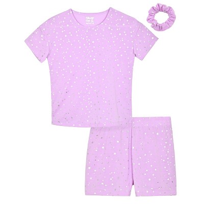 Sleep On It Girls 2-Piece Short-Sleeve Jersey Pajama Shorts Set with Matching Hair Scrunchie