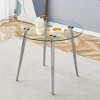 Vynxaria 36" Round Dining Table with Glass Top, Silver Metal Legs, Exquisite Texture for Home - 2 of 4