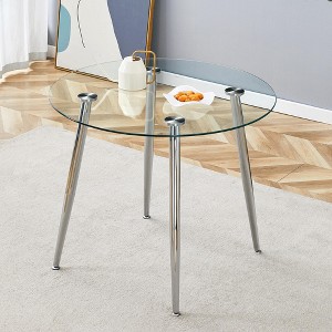 NicBex Modern Dining Table for 2-4 with Clear Tempered Glass Top and Metal Legs, Small Kitchen Table for Dining Room, Living Room - 1 of 4