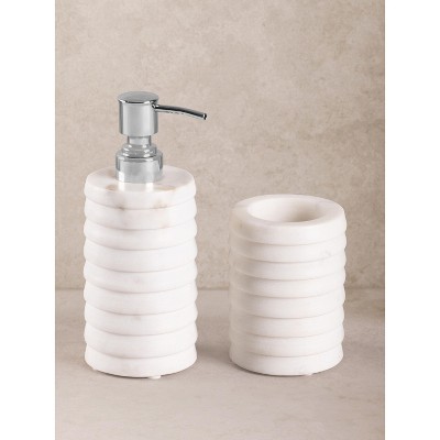 Raavi Marble Lotion Dispenser & Tumbler Set