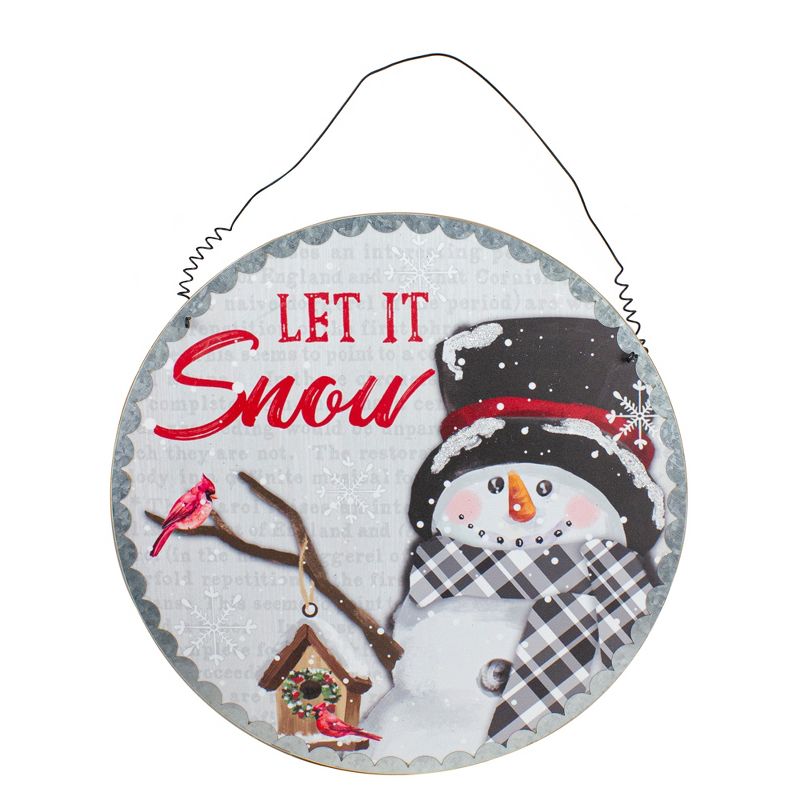 Northlight 13.5" Snowman with Birdhouse Let it Snow Christmas Wall Decor, 1 of 4