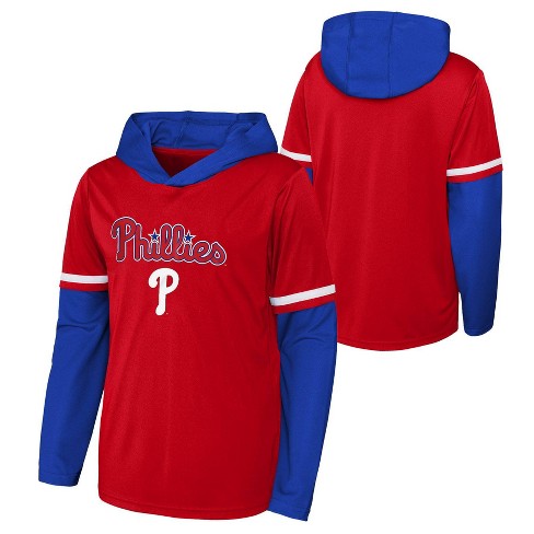 MLB Philadelphia Phillies Boys' Long Sleeve Twofer Poly Hooded Sweatshirt -  L
